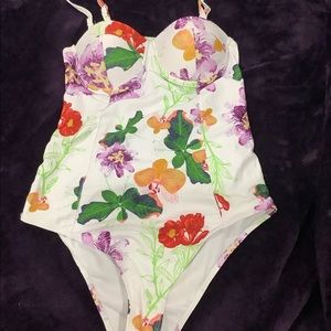 Floral Bra Top One Piece Bathing Suit - Never Worn